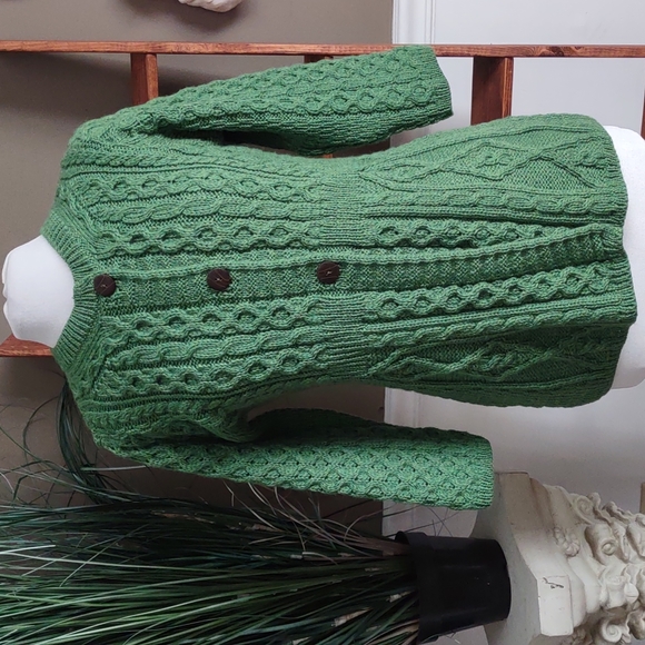 Kilronan Knitwear Sweaters - Kilronan made in Ireland vintage wool green cardigan sweater